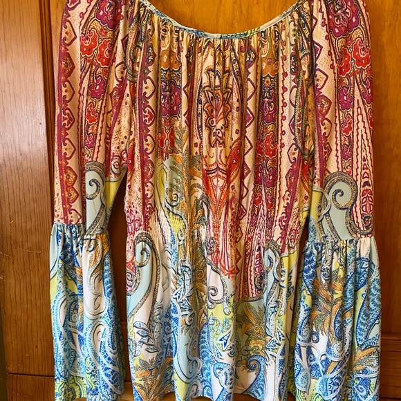 Boston Proper summer hues paisley Boho peasant top - Picture 6 of 7
